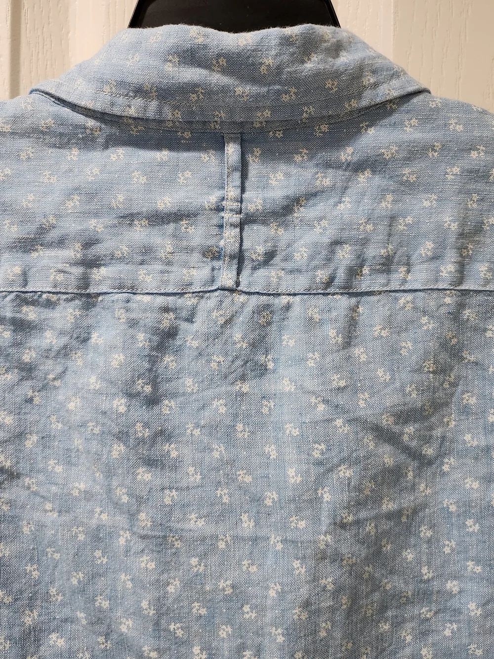 Banana Republic Blue Floral 100% Linen Camden Fit Short Sleeve Shirt Size L